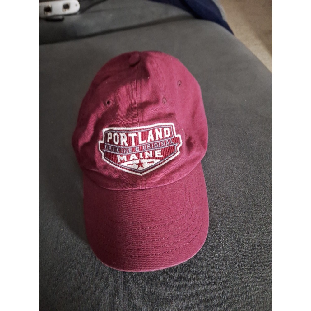 Ohiopyle 100% Maroon Baseball Cap Portland Maine 6 Stitch Lines on Visor 289